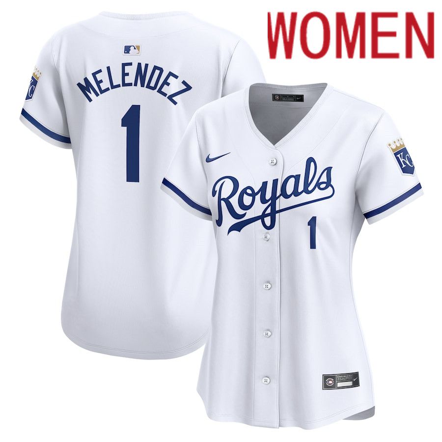 Women Kansas City Royals #1 MJ Melendez Nike White Home Limited Player MLB Jersey